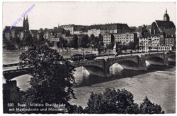 Basel, Mittlere Rheinbrücke mit Martinskirche und Münster