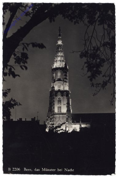 ak159193 Bern, das Münster bei Nacht