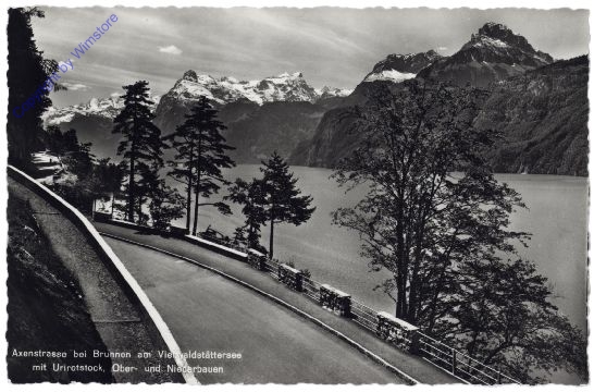 Brunnen, Axenstrasse bei Brunnen am Vierwaldstättersee mit Urirotstock