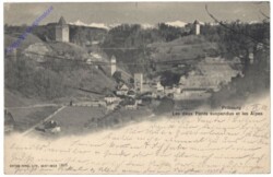 Fribourg, Les deux Ponts suspendus et les Alpes