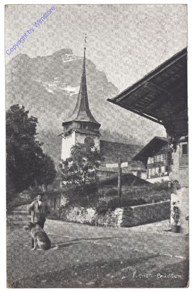 Gstaad, Gsteig, Dorfplatz mit Kirche