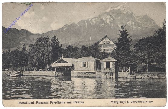 ak159519 Hergiswil, Hotel und Pension Friedheim mit Pilatus