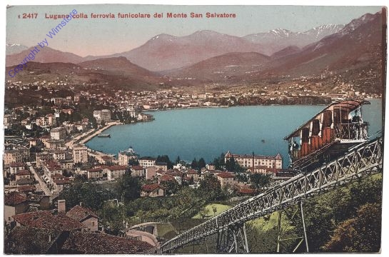 Lugano, colla ferrovia funicolare del Monte San Salvatore