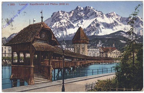 ak159683 Luzern, Kapellbrücke und Pilatus