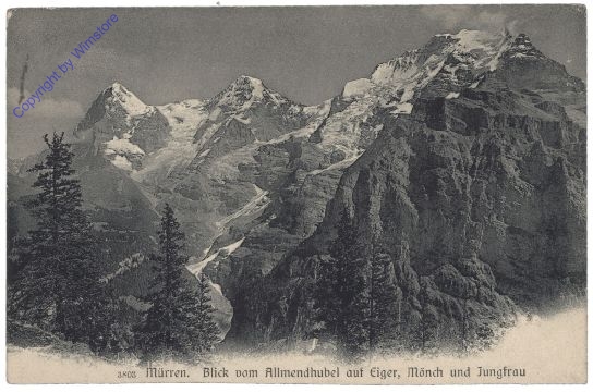 Mürren, Blick vom Allmendhubel auf Eigen, Münch und Jungfrau