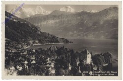 ak159797 Oberhofen am Thunersee, und die Alpen