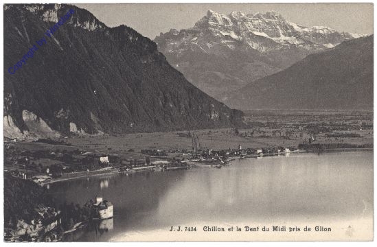 ak159959 Veytaux,Chillon et la Dent du Midi pris de Glion