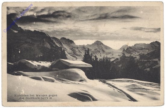 ak159990 Wengen, Alphütten gegen das Breithorn