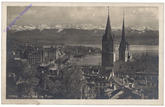 Zürich, und die Alpen