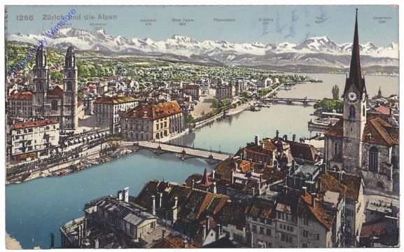Zürich, und die Alpen