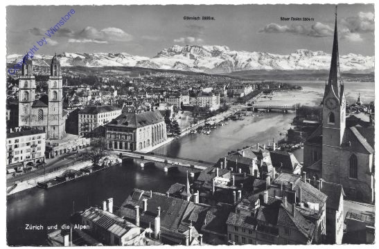Zürich, und die Alpen