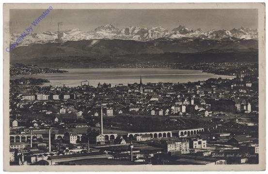 Zürich, und die Alpen