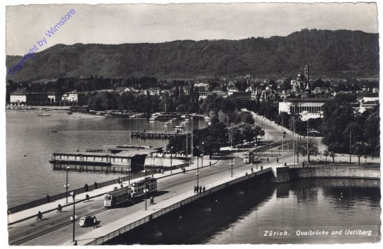 Zürich, Quaibrücke mit Lletliberg