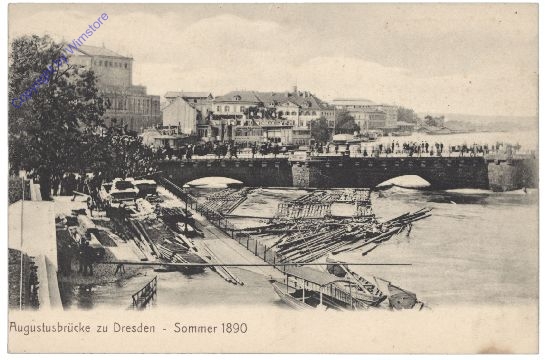 Dresden, Augustusbrücke, Sommer 1890