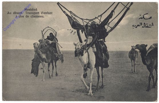ak161675 Meskene, Au desert, Transport d'enfant a dos de chameau
