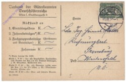 Mitgliedskarte für den Verein der Gütenbeamten für 1920