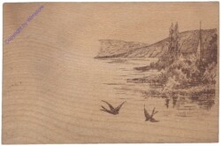 ak161865 Holzkarte mit Flusslandschaft