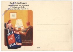 Werbekarte von Karl Kriechbaum, Elektrotechnik und Mechanik