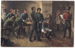 Verkündigung des Todesurteils an die elf Schillschen Offizieren 1809