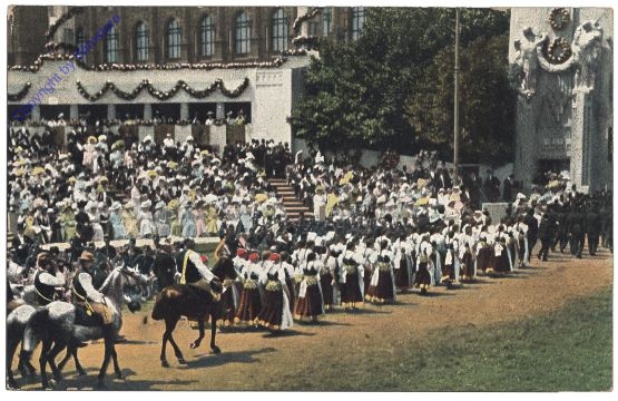 Huldigungsfestzug 1908, Gruppe Schlesien, Bergknappen und Teschner Mädchen