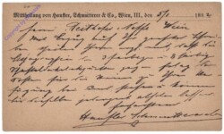 Wien 3, Mitteilung von Haufler, Schmutterer & Co
