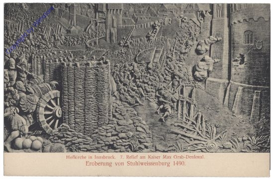 Innsbruck, Hofkirche, 7. Relief am Kaiser Max Grab: Eroberung von Stuhlweissenburg 1490