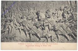 Innsbruck, Hofkirche, 6. Relief am Kaiser Max Grab: Maximilians Einzug in Wien 1490