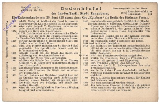 Eggenburg, Gedenktafel