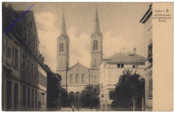 Lahr i.B., Schillerstraße mit katholischer Kirche