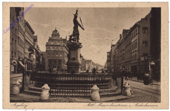Augsburg, Maximilianstrasse u. Merkurbrunnen