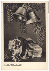 Glocken mit Zweigen und Geschenk