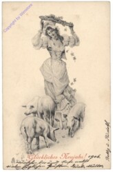 ak163950 Dame mit Schweinchen