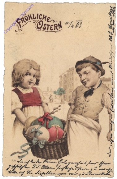 Kinder mit Ostereierkorb