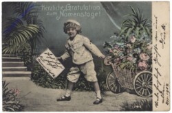 Kind mit Blumenwagen, Namenstag