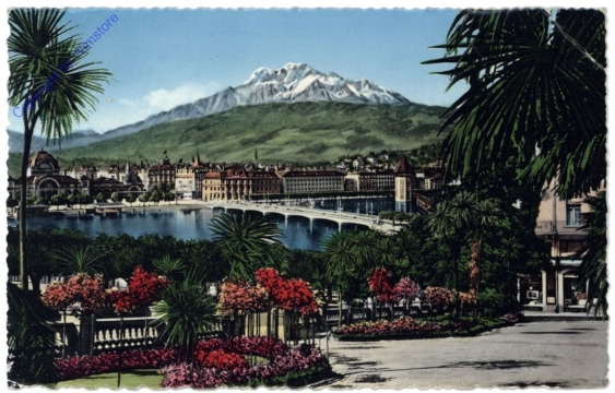 ak164419 Luzern, Im Garten des Hotels Schweizerhof mit Pilatus