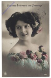 ak164482 Dame mit Blumenschmuck, Namenstag