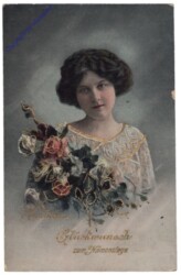 Dame mit Blumenstrauß, Namenstag