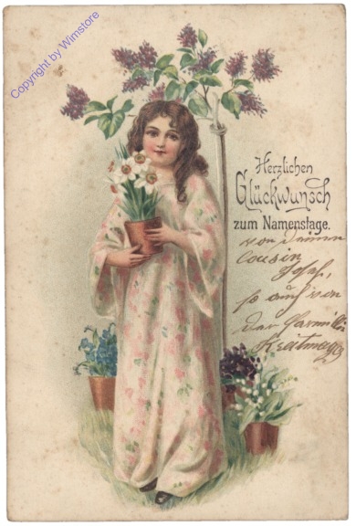 Mäderl mit Blumen, Namenstag