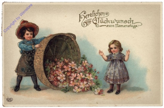 Kinder mit Blumenkorb, Namenstag