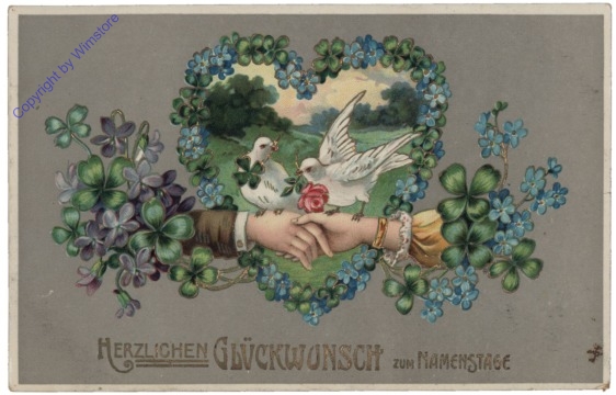 Handschlag mit Tauben, Namenstag