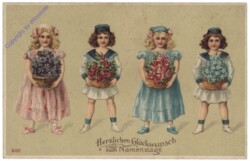 Kinder mit Blumenkörben, Namenstag