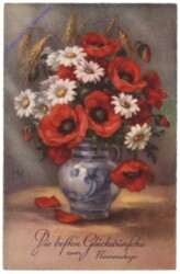 Vase mit Margeriten und Mohn, Namenstag