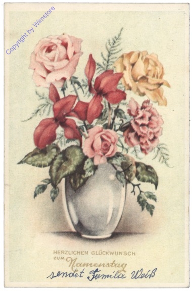 ak164539 Vase mit Rosen, Namenstag