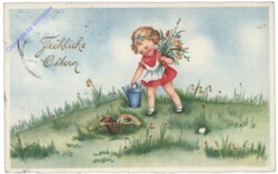 ak164631 Mädchen mit Blumen und Gieskanne
