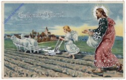 ak164647 Jesus und Engerl bei der Feldarbeit