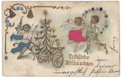 Engerl mit Baum auf Wagen