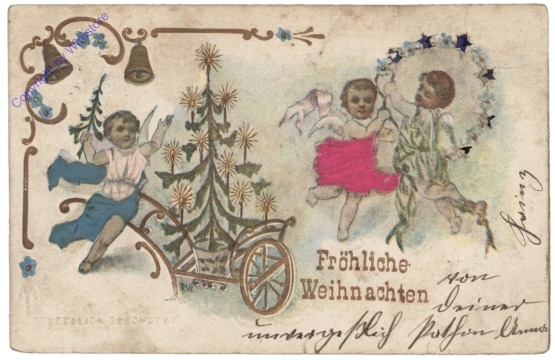 ak164679 Engerl mit Baum auf Wagen