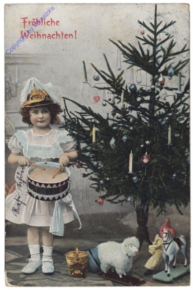ak164692_1 Mädchen mit Trommel und Christbaum