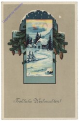 Verschneites Dorf