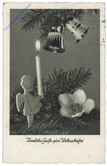 Glocken mit Zweig und Kerze